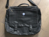 VTG VOLKSWAGEN  business Black Leather Messenger Bag Briefcase