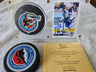 Wendel Clark Limited Edition Signed Card & Official Game Puck!, View more
