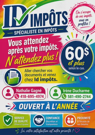 Impôt 60$ et plus selon le cas Places disponibles, View more