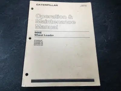 CATERPILLAR CAT 966E Wheel Loader Operation and Maintenance Manual Part # SEBU6245. October 1988 Cov...