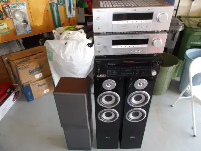 3 Stereo Receivers & 2 Sets of Speakers All Working ( Bundle ), View more