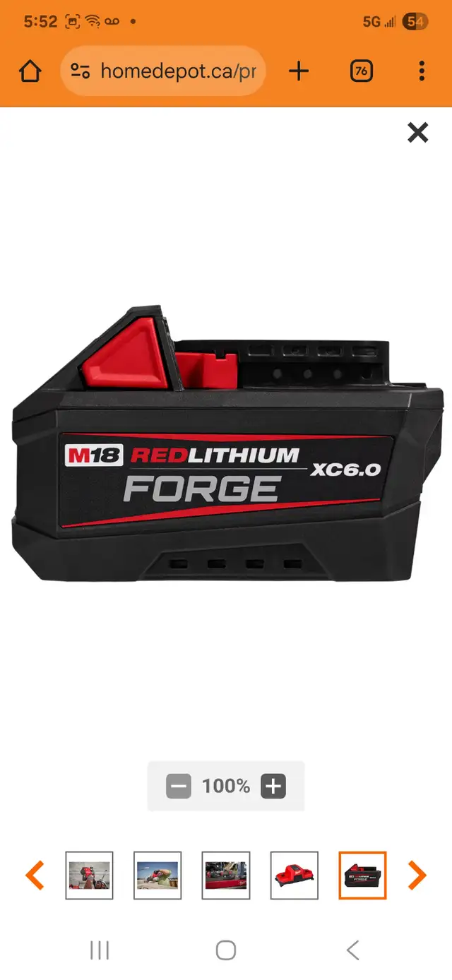 Milwaukee Tool 18V M18 Li-Ion (XC) 6.0 Ah REDLITHIUM Battery in Power Tools in Windsor Region - Image 3
