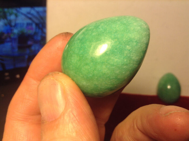 A Pair of Green Stone Eggs in Arts & Collectibles in Vancouver - Image 2