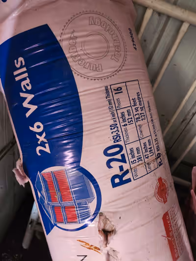 7 bags pink 5 bags white R20 insulation. $60 per bag. Covers 78' SF.