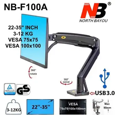 Full Motion Monitor Desk Arm North Bayou 22-35 Inches, View more