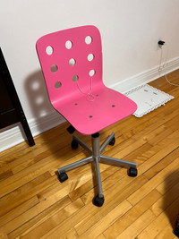 2 Kids desk chair, one blue, one pink.