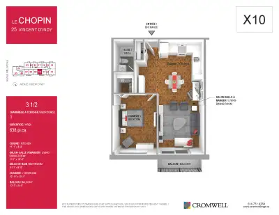 Lease Transfer – 3 ½ Apartment – 25 Avenue Vincent d’Indy