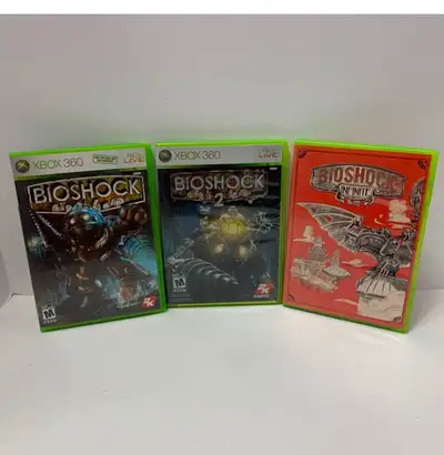 XBOX 360 video games lot Bioshock, Bioshock 2 and Bioshock Infinite. All comes with their case and b...