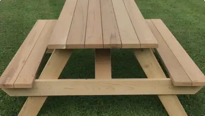 Handmade A frame picnic tables Tables are 6ft long by 5ft wide (including benches) by 32in tall. Tab...