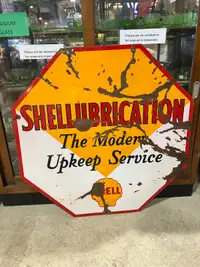 Double sided porcelain Shellubrication sign 
