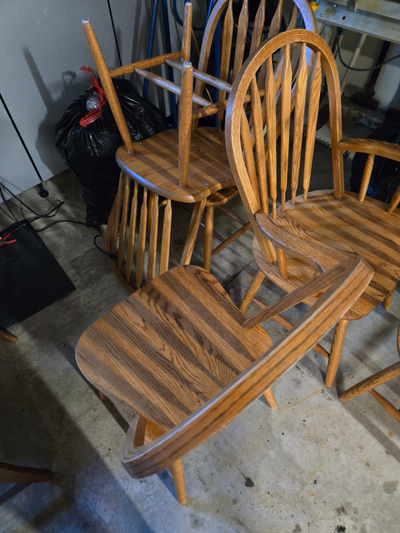 Oak dining chairs, View more