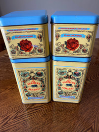 Vintage Farmers Almanac Gardening Tin Canister Set