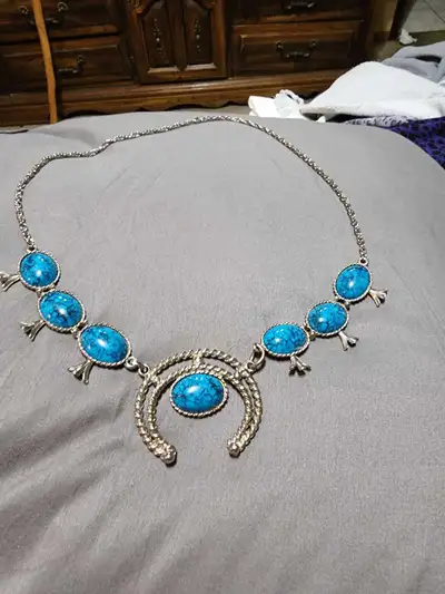 Necklace turquoise and silver, View more