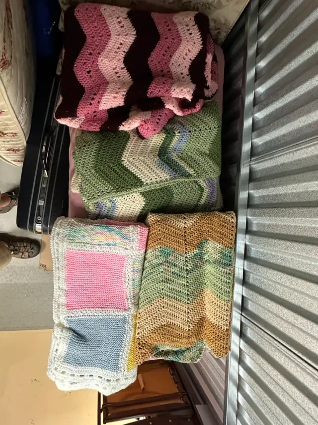 Homemade knit wool blankets (8 ft. by approx 4.5 ft.) in Bedding in Ottawa - Image 2