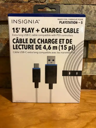 Insignia PS5 controller USB-C cable 15’, View more
