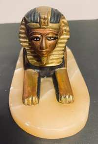 Vintage Brass Sphinx with Solid Marble Base
