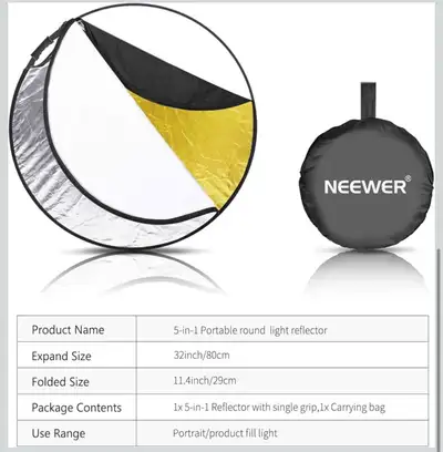 NEEWER 32Inch/80cm 5 in 1 Collapsible Multi Disc Reflector , View more