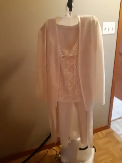 Beige R & M Richard 3 piece suit. Beautiful for a bride's Mother, View more