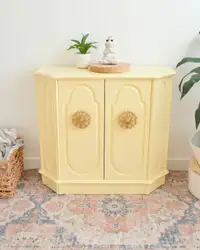 Professionally Painted Yellow Smaller Buffet / Sideboard / Hutch