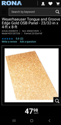 Weyerhaeuser Tongue and Groove Edge Gold OSB Plywood