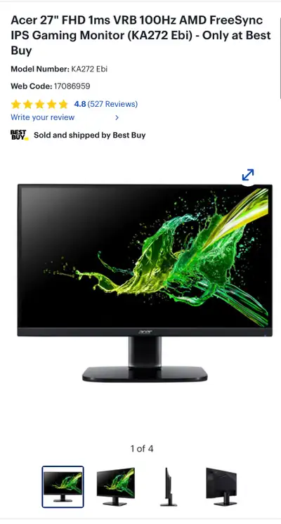 For Sale: Acer 27" FHD Monitor - Like New Price: $150 (Originally $250) Details: • Condition: Perfec...