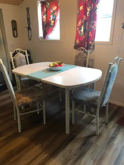 oval Ivory table set with built in cushion seats, View more