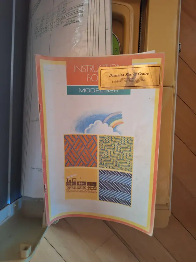 Knitting and Ribbing machine, 2 tables , box of acc.63251728237443121
