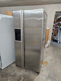 Stainless steel fridge thirty three inches wide