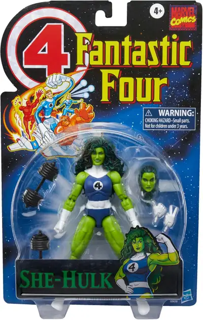 Marvel Legends Fantastic Four Retro Card Series SHE-HULK action figure, New, on card direct from Has...