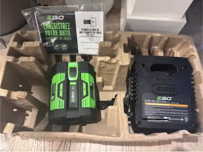 Selling an EGO 56V 6.0 Ah battery along with its rapid charger. These items are in brand new conditi...