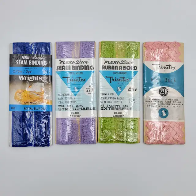 Seam Binding Lace Rick Rack Trimtex Wrights Blue Purple Green Pi in Hobbies & Crafts in Strathcona County - Image 3