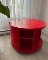 Table de salon ronde rouge vintage amovible