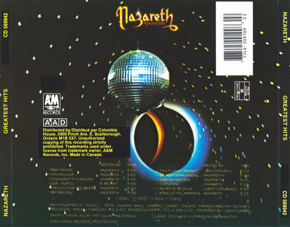 CD-NAZARETH-GREATEST HITS-1975(1995) dans CD, DVD et Blu-ray  à Laval/Rive Nord - Image 2