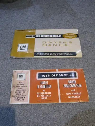 1968 Oldsmobile Original Owner Protection Plan and New Vehicle Warranty Book with Protect-O-Plate an...