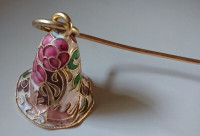 Vintage Beautiful Enameled Cloisonne Brass Floral Candle Snuffer