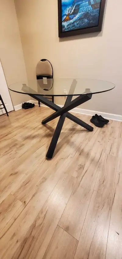 Round glass dining table, View more