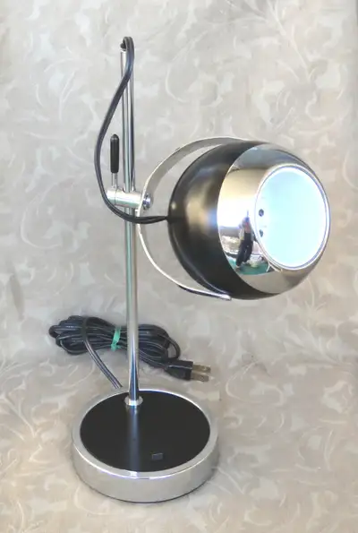 VINTAGE HAMILTON H-7 SPACE GLOBE EYEBALL ORB CHROMIUM LAMP MCM, View more