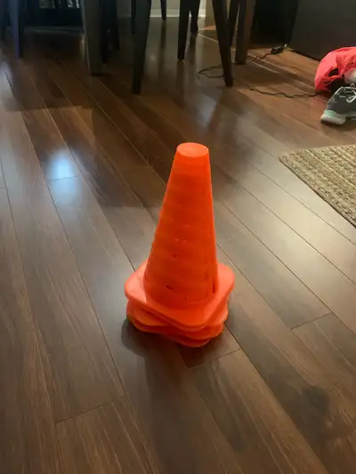 Set of small Orange traffic soccer Cones, View more