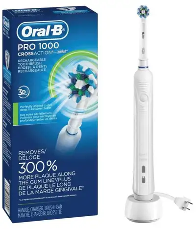 ORAL B, White Pro 1000 Power Rechargeable Electric Toothbrush, NEW SEALED BOX, NOT NEGOTIABLE 1000 C...