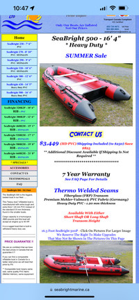 16’ seabright marine inflatable boat with aluminum floor. 