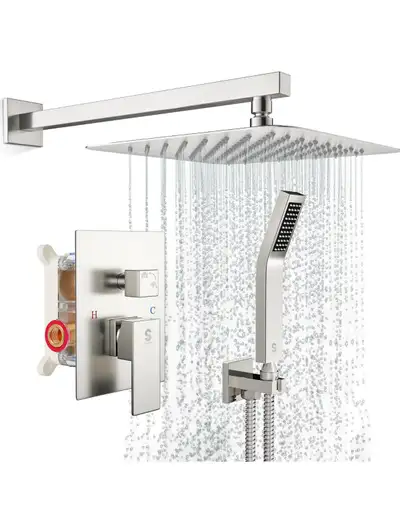 SR SUN RISE Brushed Nickel Shower System 10 Inches, View more