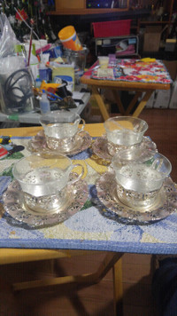 Vintage BMF West Germany silver plate and glass tea/coffee set.