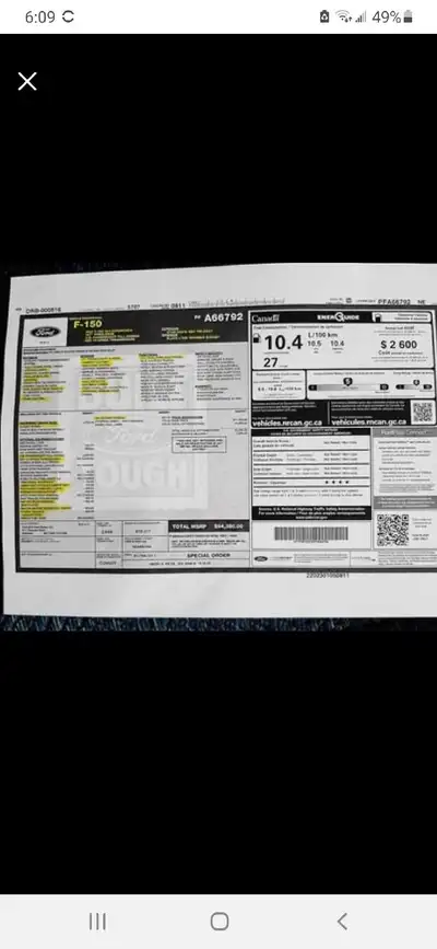 2023 Ford F150 Hybrid 4x4, lariat with sunroof and full leather package. 6.5 box, Dual climate contr...