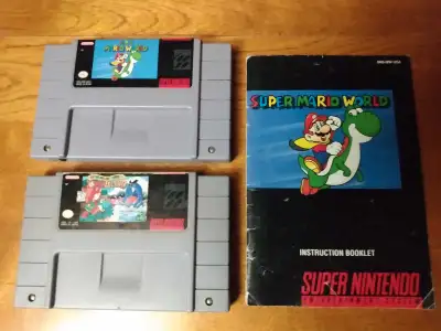 SNES Super Mario World with Manual + Super Mario World 2 Yoshi's Island