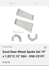 Excel 19” rear wheel spoke kit 