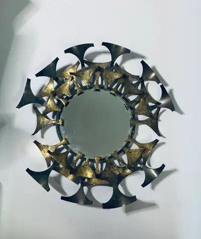 Vintage Metal Sunburst Mirror, View more