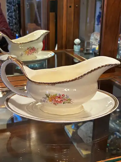 Wood’s Ivory Ware Gravy Boat and Johnson’s brothers plate, View more