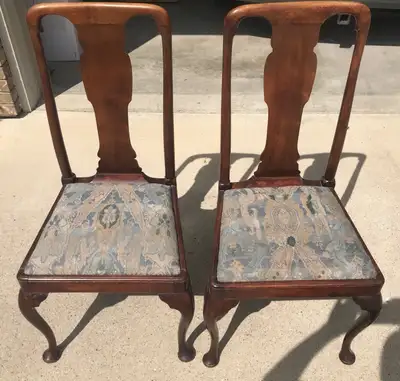 vintage mirror and antique queen anne chairs, View more