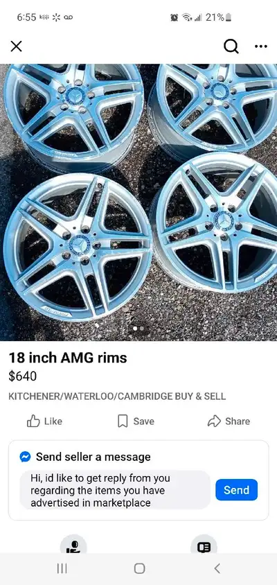 Selling a set of four used 18-inch AMG rims, perfect for enhancing the look of your Mercedes-Benz. T...