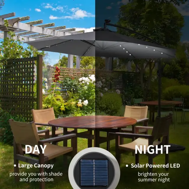 Banana 10' Outdoor Cantilever Umbrella with Solar Lights in Patio & Garden Furniture in Markham / York Region - Image 3